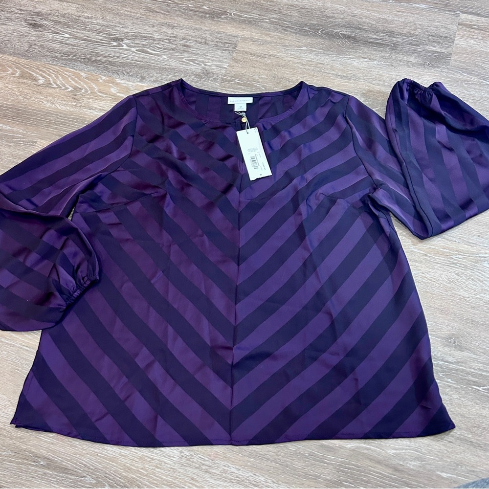 🟣 Liz Claiborne Purple Chevron Blouse - Size M | NWT